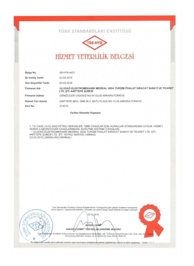 TSE Hizmet Yeterlilik Belgesi
